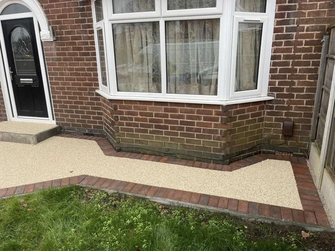 Close view of a resin-bound surface with an even aggregate finish.